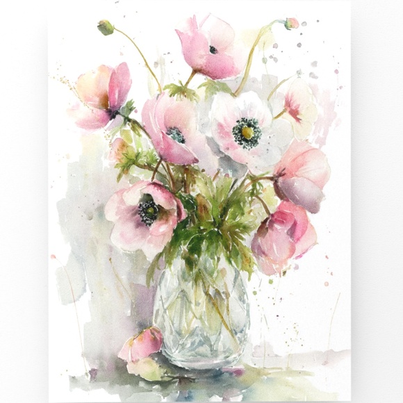 Watercolor Anemone Flowers Wall Art Illustration Print Poster Unframed - Picture 10 of 10